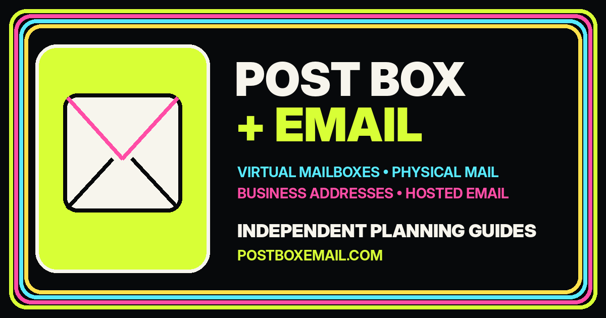 PostBoxEmail.com illustration connecting a physical envelope with digital mail guidance